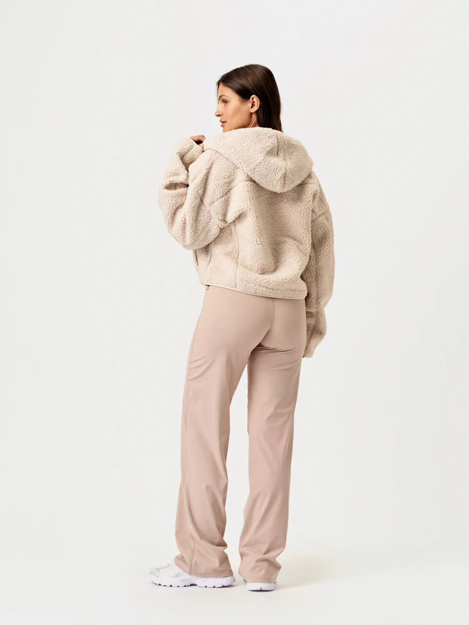 Pile Hood Jacket Beige - Image 3